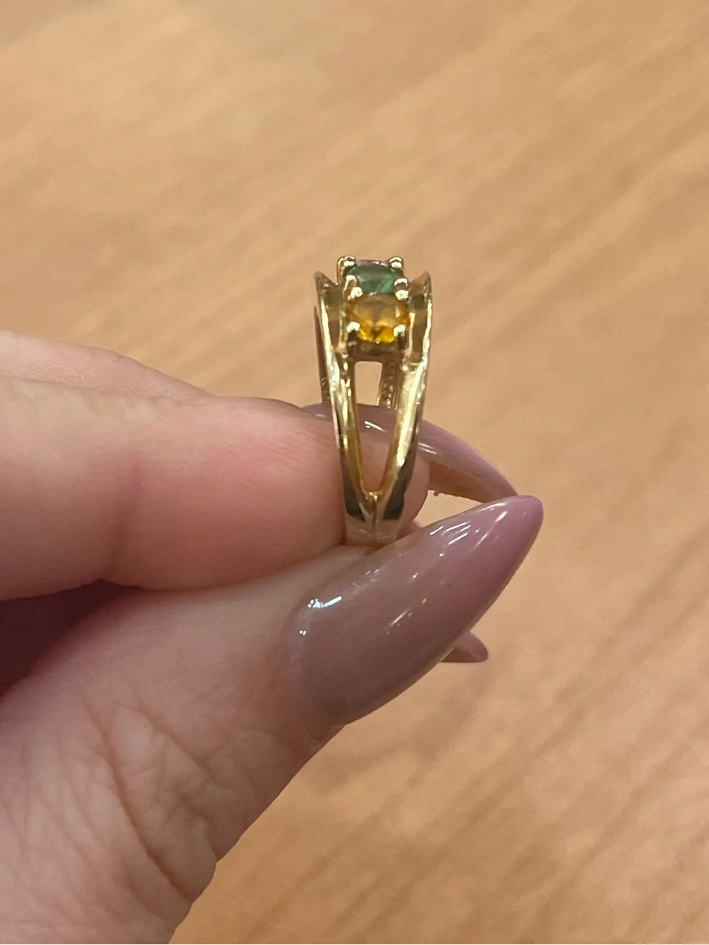 10k Yellow Gold Multicolor Gemstone Band Ring